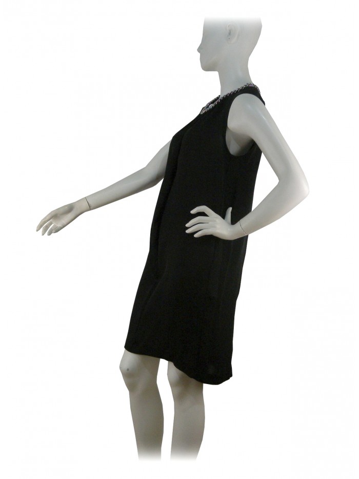 Vestito Donna smanicato, catena cromata su giro collo