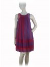 Woman dress wide shoulder, vertical stripes with fading colors