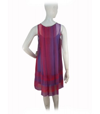 Woman dress wide shoulder, vertical stripes with fading colors 2