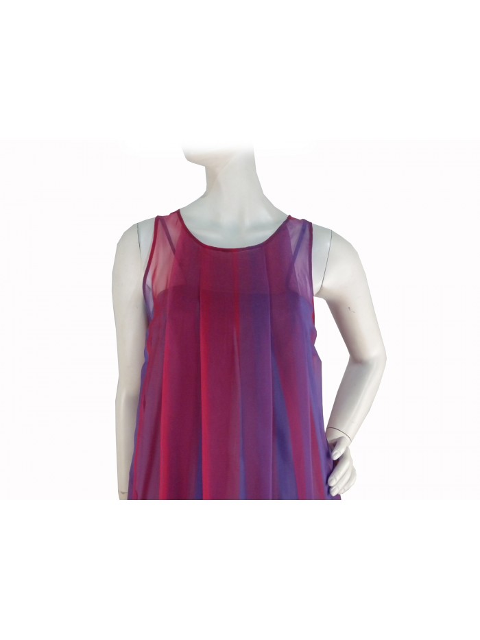 Woman dress wide shoulder, vertical stripes with fading colors