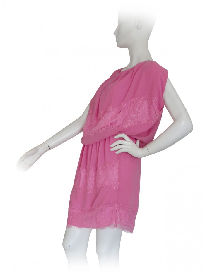 Vestito Donna smanicato con decoro in pizzo manica e gambe