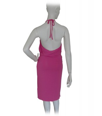 Woman's dress in jersey with a neckline and half-waistline sequins. 2