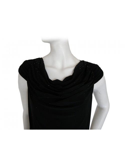 Vestito Donna in maglina con scollatura morbida, decoro su tinta