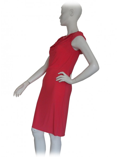 Vestito Donna in maglina con scollatura morbida, decoro