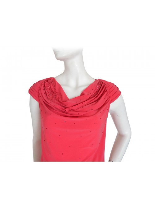 Vestito Donna in maglina con scollatura morbida, decoro