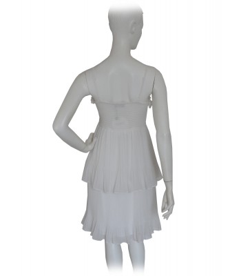 Woman dress with shoulder strap and bodice with pleated flounce. 2