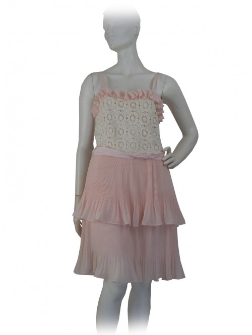 Vestito Donna con spallina e corpetto con balza plissettata