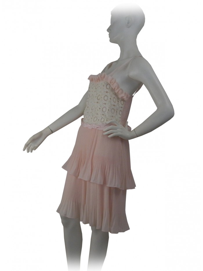 Vestito Donna con spallina e corpetto con balza plissettata