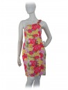 Woman dress with single shoulder strap, floral pattern with inserts