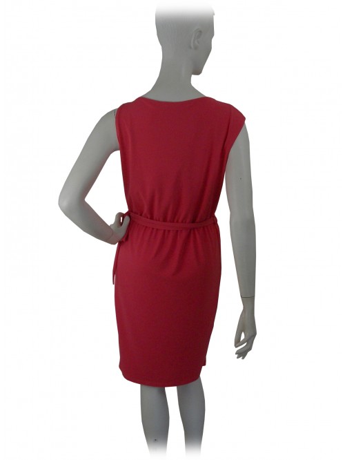 Dress woman sleeveless knit, stone inserts on the neck