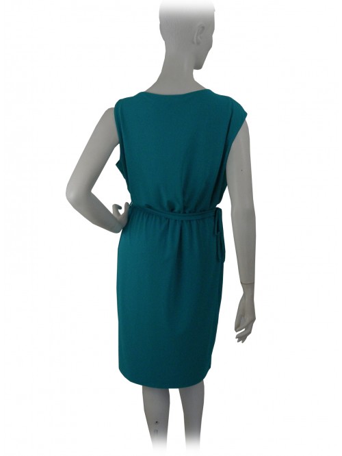 Dress woman sleeveless knit, stone inserts on the neck