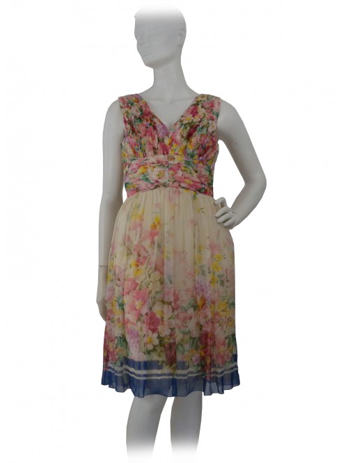 Sleeveless woman dress with creped bodice and ruffled skirt Sleeveless woman dress with creped bodice and ruffled skirt