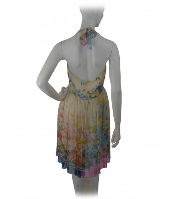 Sleeveless woman dress with creped bodice and gathered skirt 2