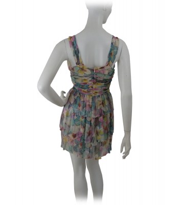 Vestito Donna smanicato con scollatura profonda, corpetto plissettato, 2