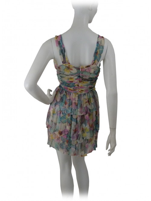 Vestito Donna smanicato con scollatura profonda, corpetto plissettato,