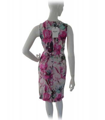 Woman dress in knit, V-neck with draped stone inserts 2