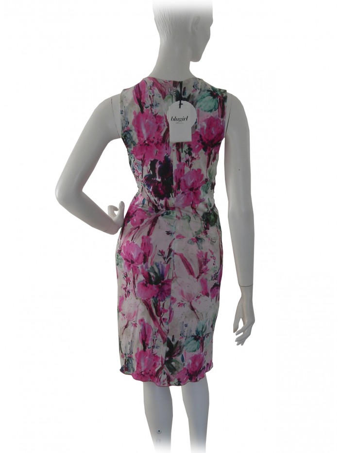 Woman dress in knit, V-neck with draped stone inserts