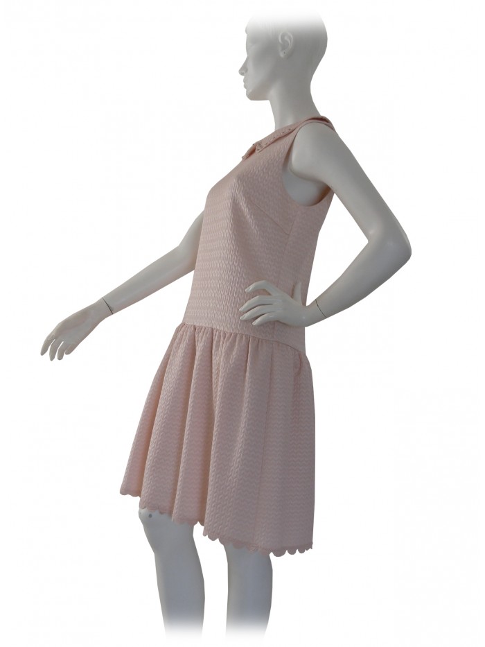 Dress Woman sleeveless in colored fabric, decorated collar