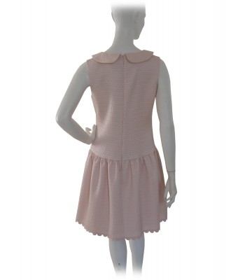 Dress Woman sleeveless in colored fabric, decorated collar 2