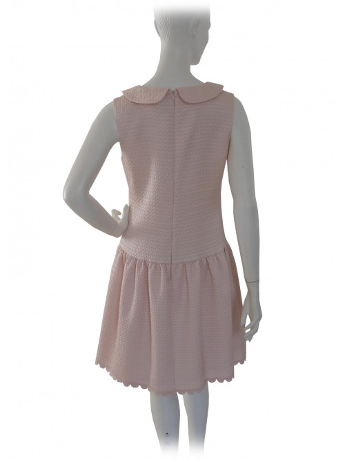 Dress Woman sleeveless in colored fabric, decorated collar