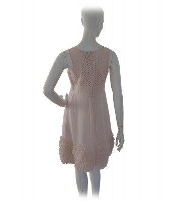 Dress Sleeveless woman with openwork bodice, bow at the waist 2