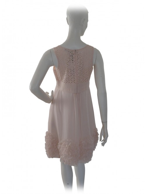 Dress Sleeveless woman with openwork bodice, bow at the waist