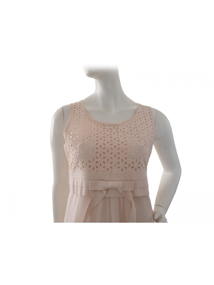 Dress Sleeveless woman with openwork bodice, bow at the waist