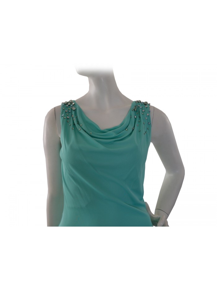 Woman dress in knit, soft collar with sequins on the shoulders