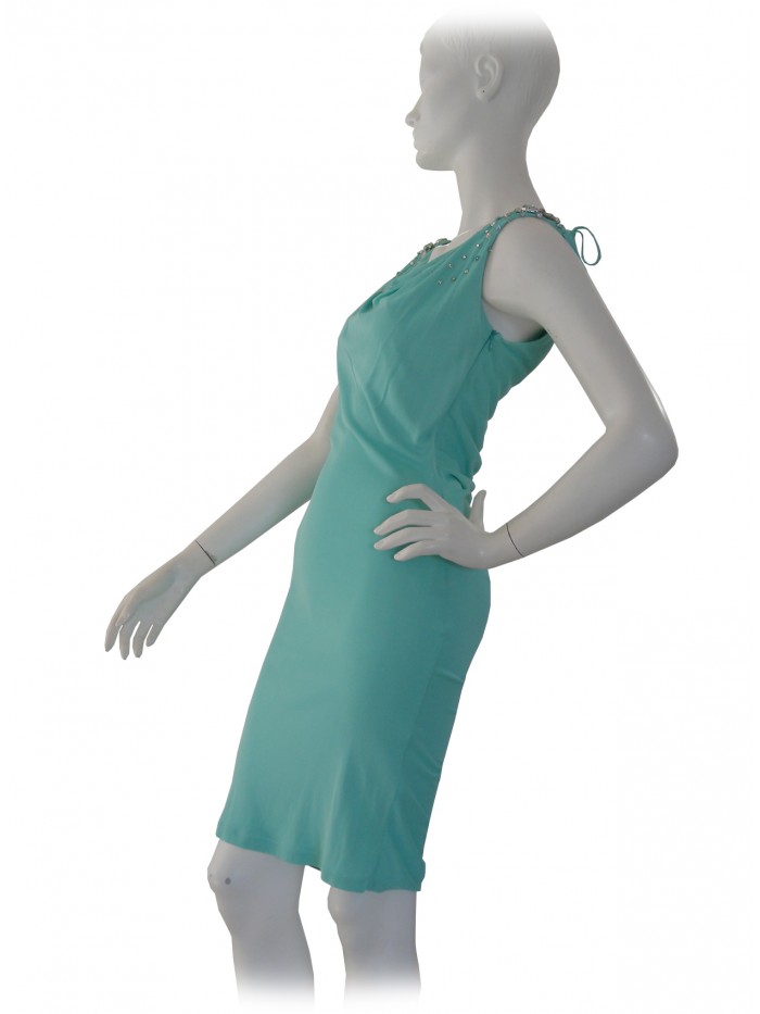 Vestito Donna in maglina, collo morbido con paillettes sulle spalle