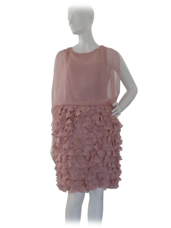 Elegant woman dress with sheer bodice and flounced skirt. Elegant woman dress with sheer bodice and flounced skirt.