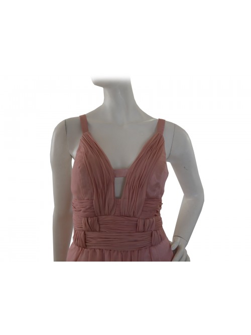 Elegant woman dress, straps with deep V-neckline