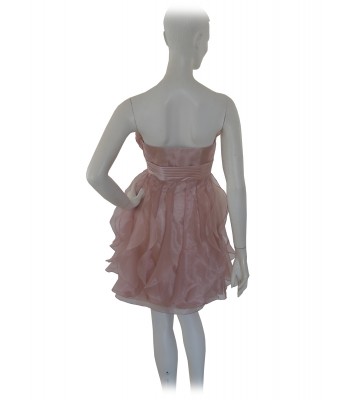 Elegant woman dress without straps, decorated with flounces 2