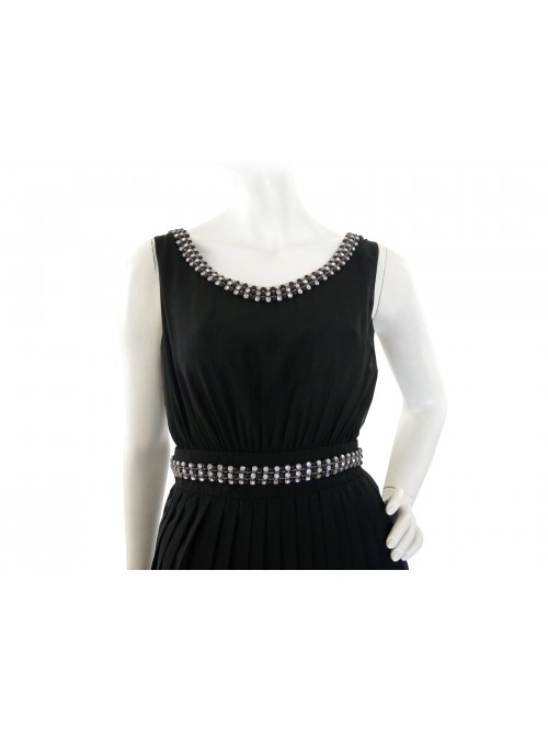 Vestito Donna smanicato con decoro paillettes al collo e in vita