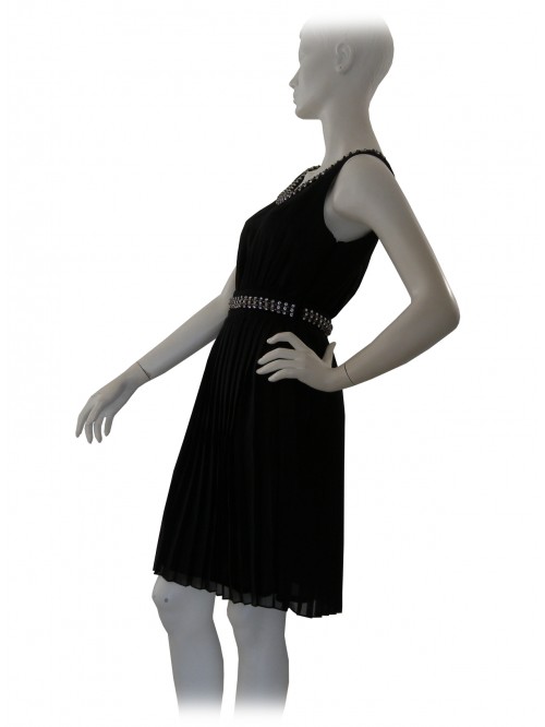 Vestito Donna smanicato con decoro paillettes al collo e in vita