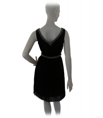 Vestito Donna smanicato con decoro paillettes al collo e in vita 2