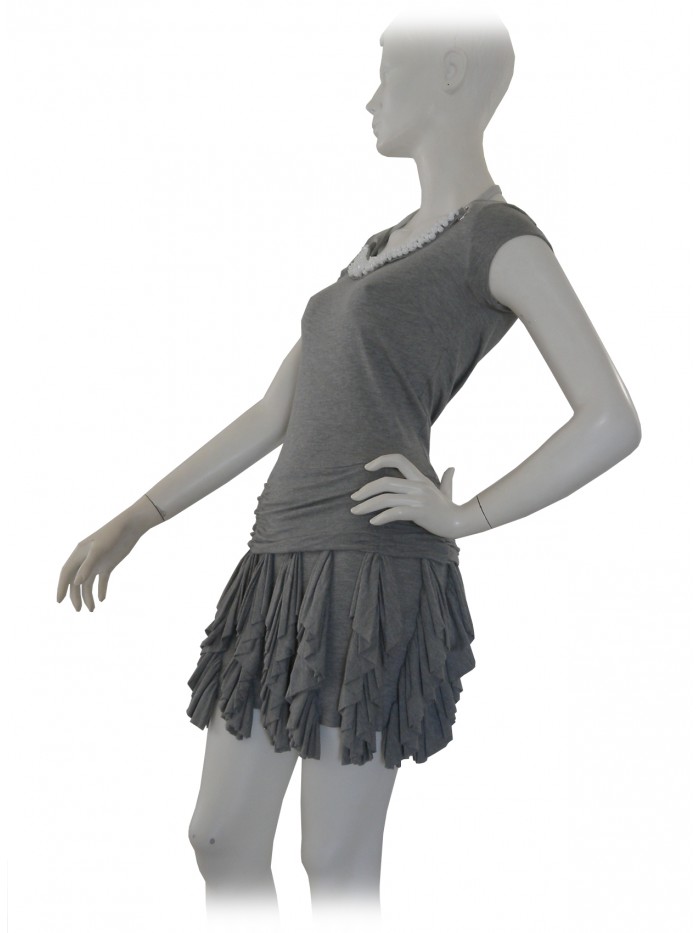 Vestito Donna slim con decoro tipo collana con inserti pietre bianche