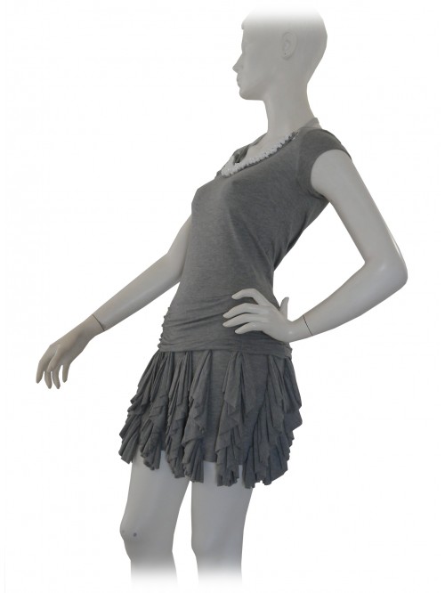 Vestito Donna slim con decoro tipo collana con inserti pietre bianche