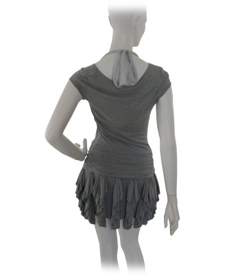 Slim woman dress with necklace-like decoration with white stone inserts 2