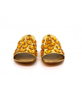 Perseus low model woman sandals with oval mirror jade stones 2