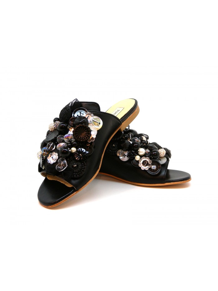 Woman Sandals Perseus Annalisa basso with stones beads and decorations