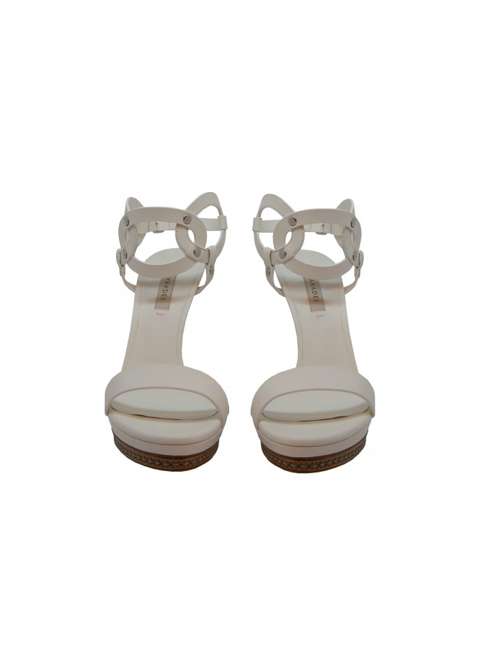 Women's sandals with heel h13 cm with wraparound circles decoration