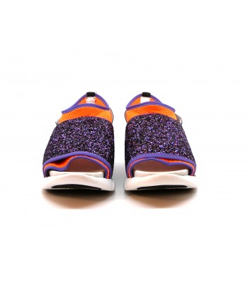 Sandali Donna con zeppa gomma, glitter su tessuto elastico a contrasto 2