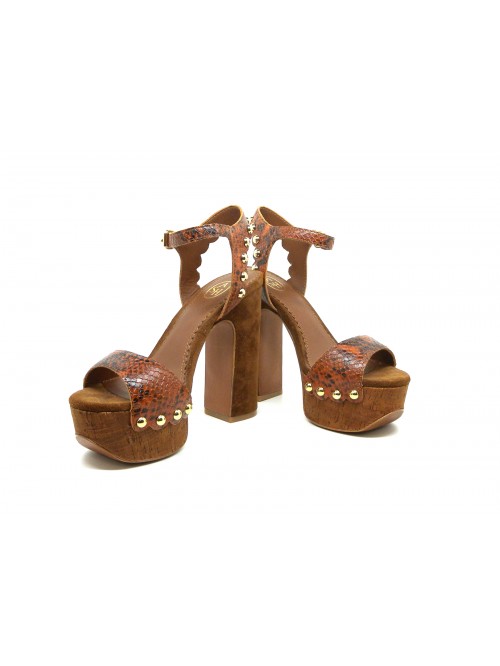 Women's sandals with 120mm animalier heel, cork wedge heel