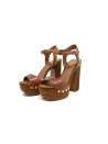 Women's sandals with 120mm animalier heel, cork wedge heel