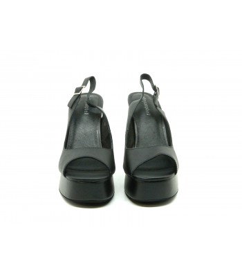 Sandali Donna con zeppa e tacco black, pelle opaca. 2