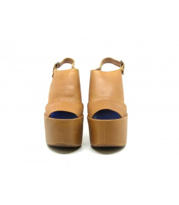Sandali Donna con zeppa e tacco brown calf, pelle opaca. 2