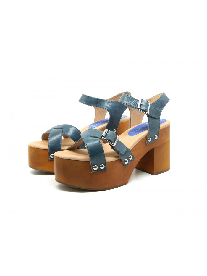 Sandali Donna Peasy White Calf con zeppa e tacco effetto legno chiaro Sandali Donna Peasy White Calf con zeppa e tacco effetto legno chiaro