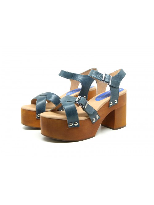 Sandali Donna Peasy White Calf con zeppa e tacco effetto legno chiaro Sandali Donna Peasy White Calf con zeppa e tacco effetto legno chiaro