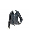 Women's jacket lined, biker model with studs on the neck