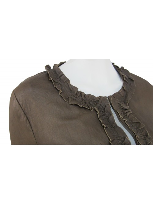 Women's jacket in lined suede, chanel collar